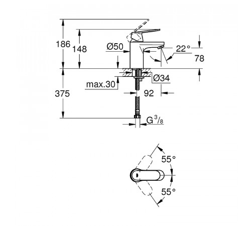 Смеситель для раковины Grohe Eurosmart Cosmopolitan 32824000 Хром