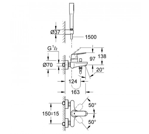 Смеситель для ванны Grohe Eurosmart Cosmopolitan 32832000 Хром