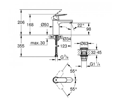 Смеситель для раковины Grohe Eurosmart Cosmopolitan 23926000 Хром