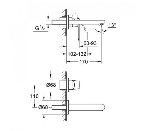 Смеситель для раковины Grohe Eurosmart Cosmopolitan 19381000 Хром