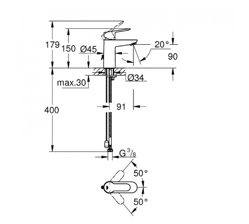 Смеситель для раковины Grohe BauEdge 23329000 Хром