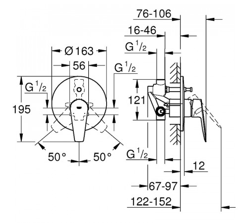 Смеситель для душа Grohe BauEdge 29079001 Хром