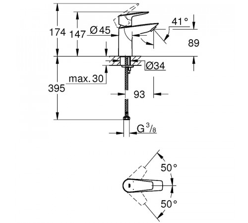 Смеситель для раковины Grohe BauEdge 23330001 Хром