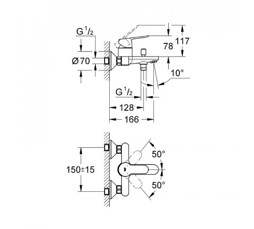 Смеситель для ванны Grohe BauEdge 23334000 Хром