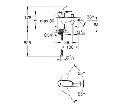 Смеситель на борт ванны Grohe BauEdge 23562001 Хром