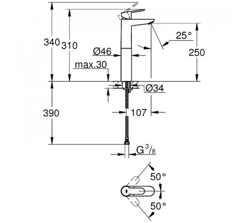 Смеситель для раковины Grohe BauEdge 23761000 Хром