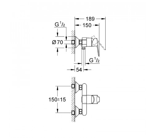 Смеситель для душа Grohe BauEdge 23333000 Хром