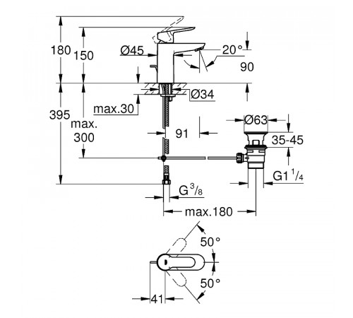 Смеситель для раковины Grohe BauEdge 23328000 Хром