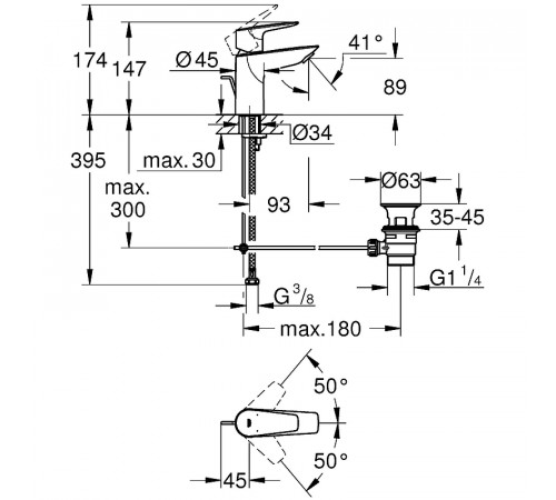 Смеситель для раковины Grohe BauEdge 23328001 Хром