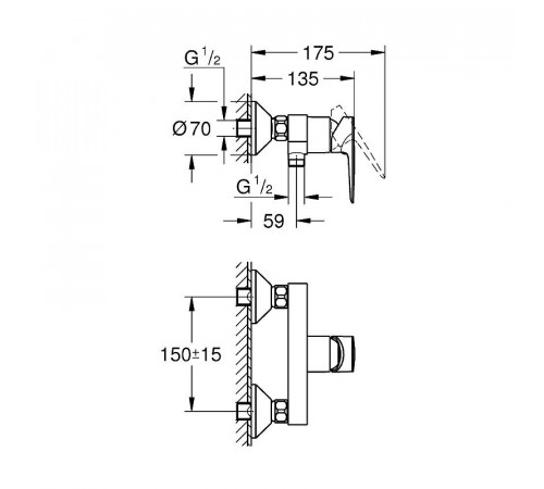 Смеситель для душа Grohe BauEdge 23635001 Хром