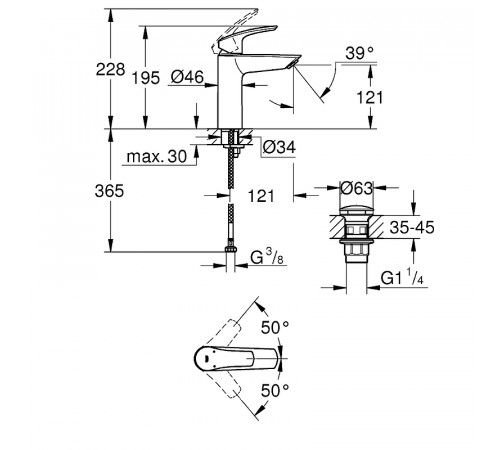 Смеситель для раковины Grohe Eurosmart 23923003 Хром