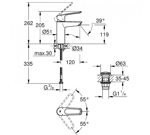 Смеситель для раковины Grohe Eurosmart 23981003 Хром