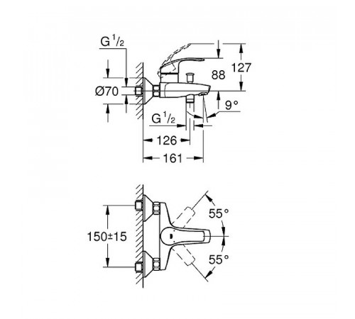 Комплект смесителей Grohe Eurosmart 124446 Хром