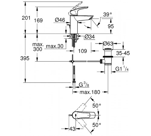 Смеситель для раковины Grohe Eurosmart 23456003 Хром