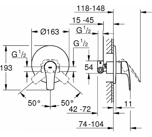 Смеситель для душа Grohe Eurosmart 33556003 Хром