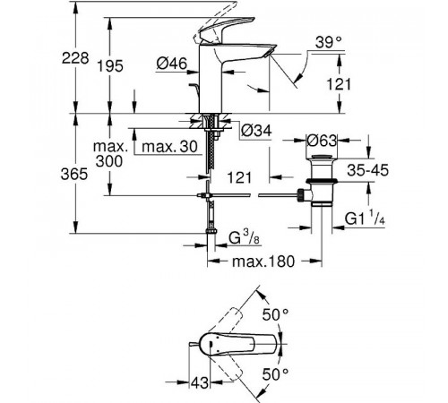 Смеситель для раковины Grohe Eurosmart 23322003 Хром