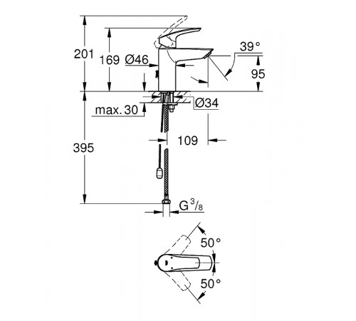 Смеситель для раковины Grohe Eurosmart 33188003 Хром