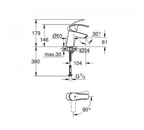 Смеситель для раковины Grohe Eurosmart 32154002 Хром