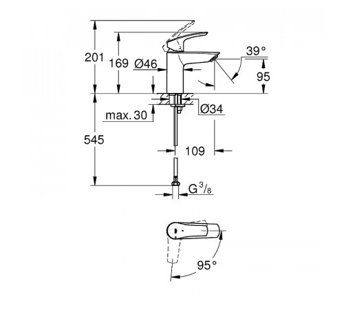 Смеситель для раковины Grohe Eurosmart 32154003 Хром