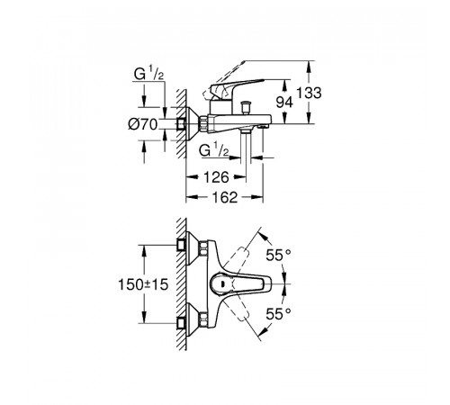 Смеситель для ванны Grohe Bauflow 23601000 Хром