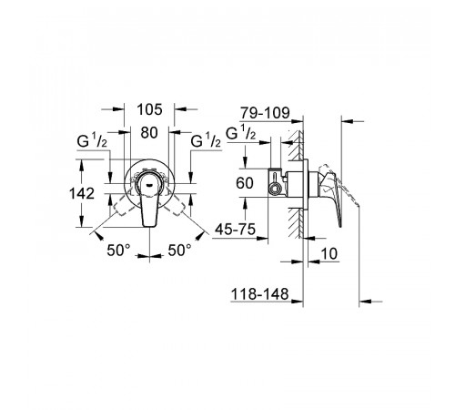 Смеситель для душа Grohe Bauflow 29046000 Хром