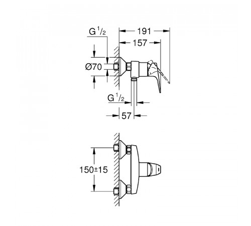 Смеситель для душа Grohe Bauflow 23755000 Хром