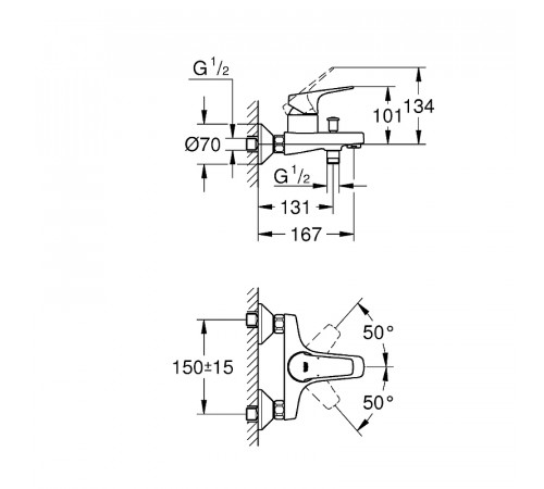 Смеситель для ванны Grohe Bauflow 23756000 Хром