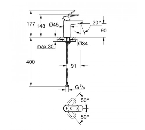 Смеситель для раковины Grohe BauLoop 23337000 Хром