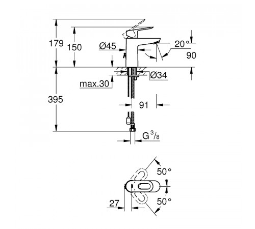 Смеситель для раковины Grohe BauLoop 23336000 Хром