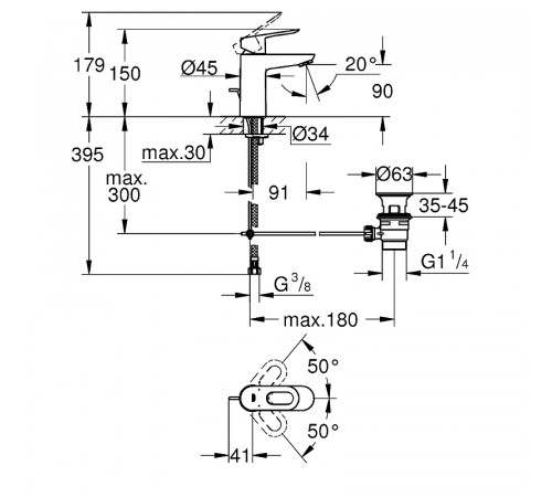 Смеситель для раковины Grohe BauLoop 23335000 Хром