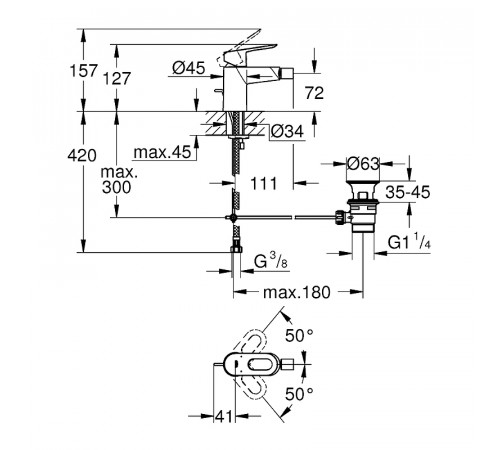 Смеситель для биде Grohe BauLoop 23338000 Хром