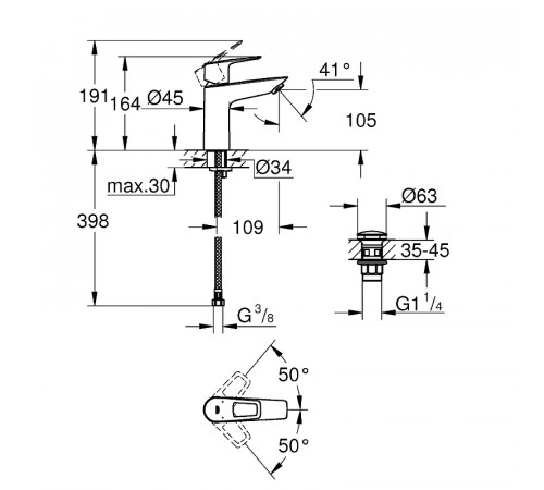 Смеситель для раковины Grohe BauLoop 23886001 Хром