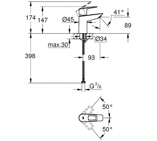 Смеситель для раковины Grohe BauLoop 23337001 Хром