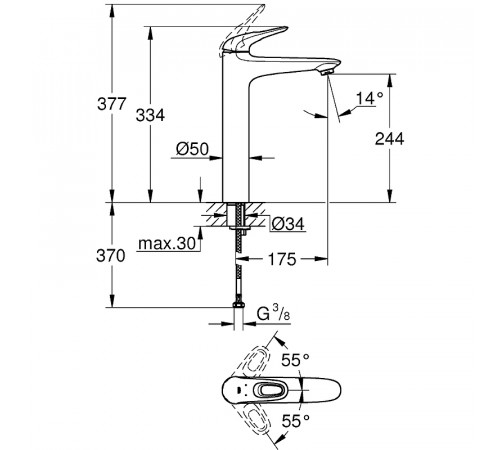 Смеситель для раковины Grohe Eurostyle 23570003 Хром