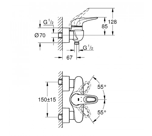 Смеситель для душа Grohe Eurostyle 33590003 Хром