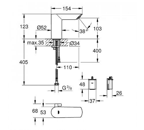 Смеситель для раковины Grohe BauCosmopolitan E 36451000 Хром