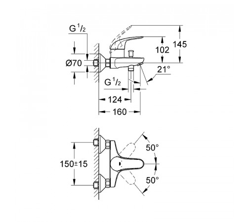 Смеситель для ванны Grohe Euroeco New 32743000 Хром