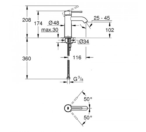 Смеситель для раковины Grohe Essence 23590001 Хром