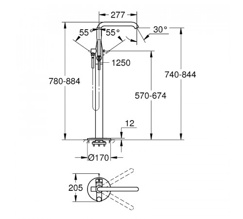 Смеситель для ванны Grohe Essence 23491GL1 Холодный рассвет глянец