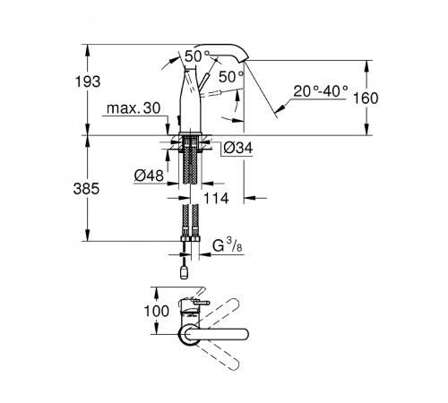 Смеситель для раковины Grohe Essence+ 23480001 Хром