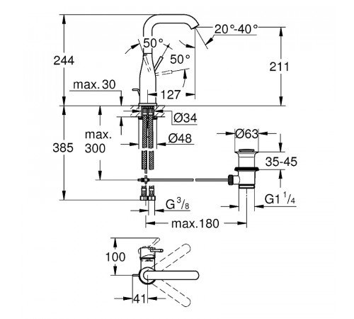 Смеситель для раковины Grohe Essence+ 32628001 Хром