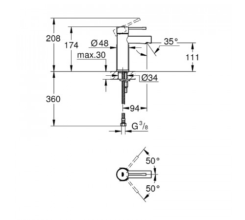 Смеситель для раковины Grohe Essence+ 34294001 Хром