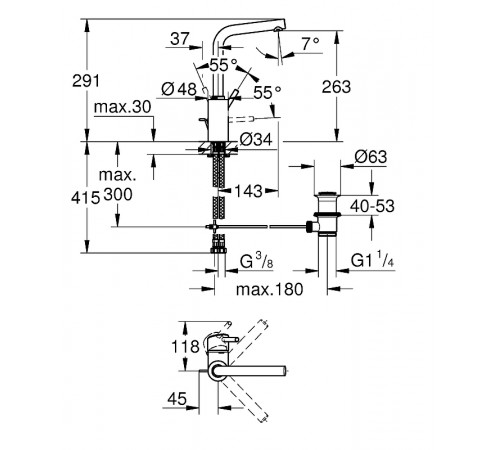 Смеситель для раковины Grohe Concetto 23739002 Хром