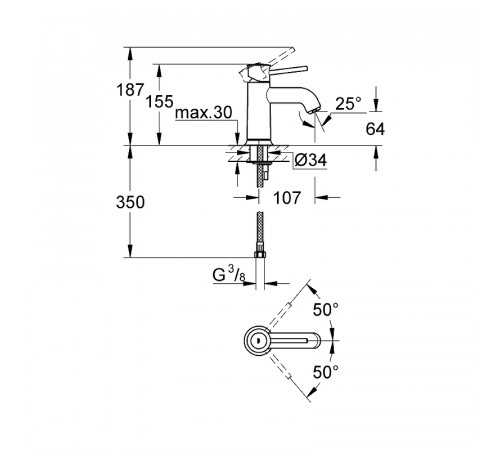 Смеситель для раковины Grohe BauClassic 23162000 Хром