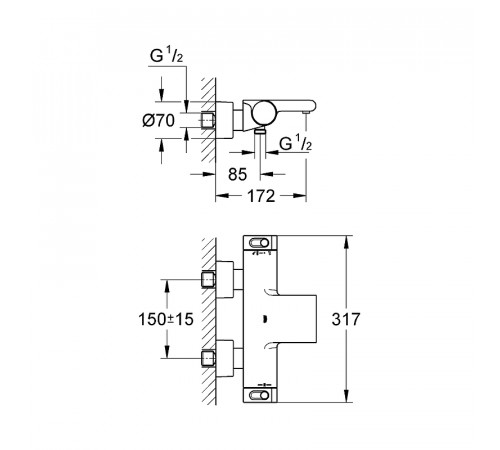 Смеситель для ванны Grohe Grohtherm 2000 34174001 с термостатом Хром