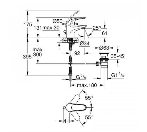 Смеситель для раковины Grohe Euroeco 23262000 Хром