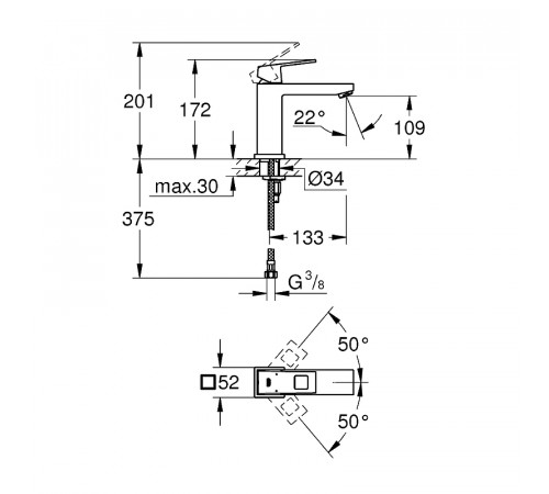 Смеситель для раковины Grohe Eurocube 23446000 Хром