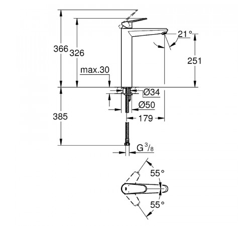 Смеситель для раковины Grohe Eurodisc Cosmopolitan 23432000 Хром