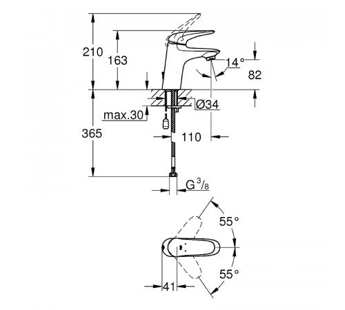 Смеситель для раковины Grohe Eurostyle Solid 23713003 Хром