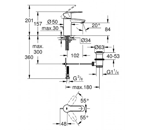 Смеситель для раковины Grohe Eurostyle Cosmopolitan 33552002 Хром